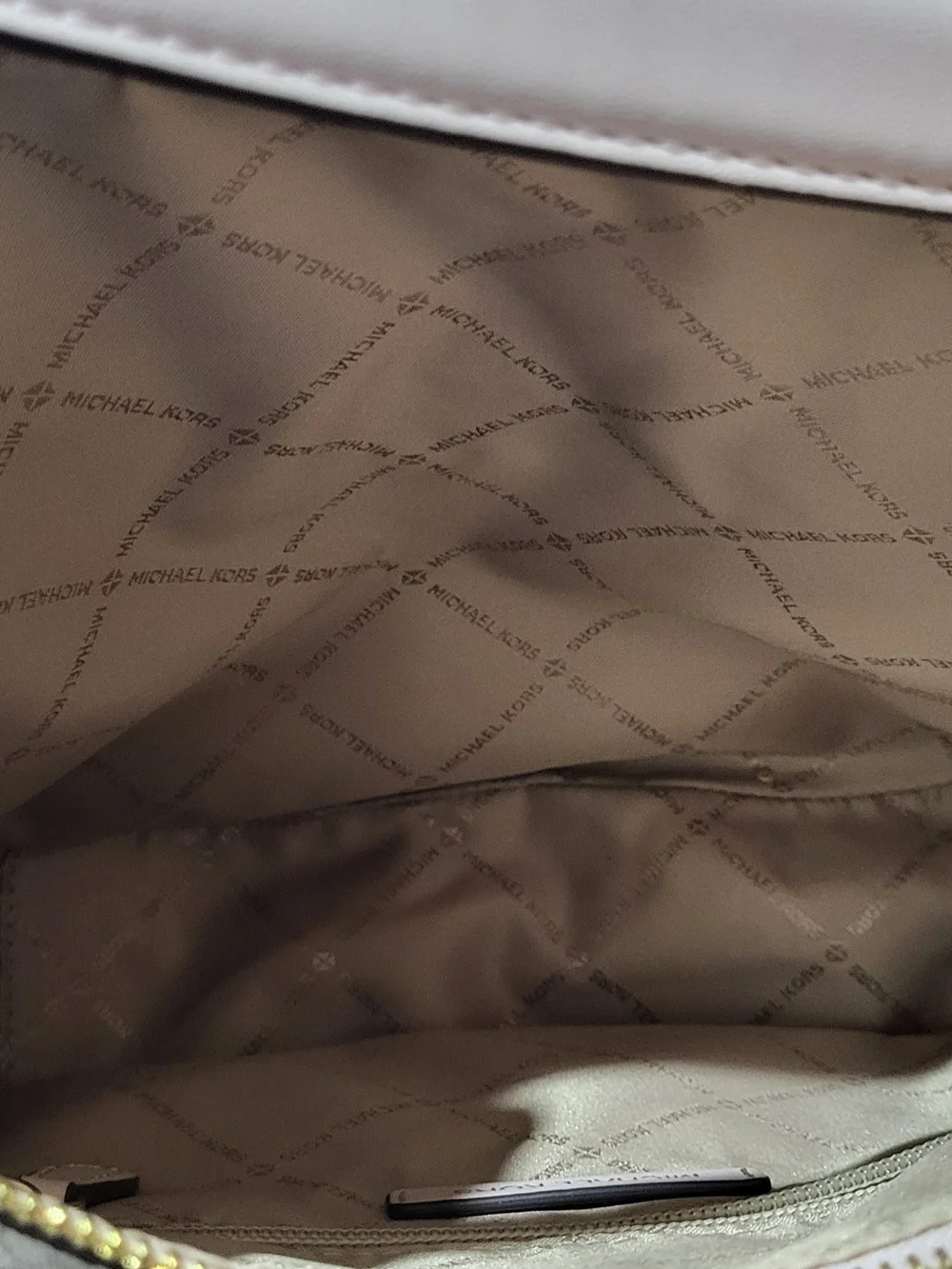 Michael Kors Pink and Vanilla Signature Crescent Hobo